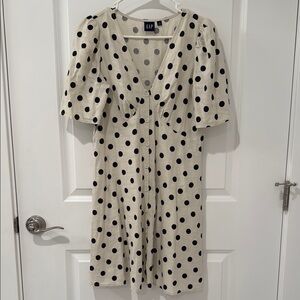 GAP Cream and Black Polka Dot Midi Dress